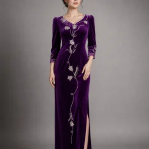 Velvet Cheongsam Evening Dress 01