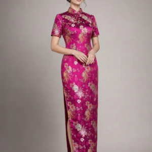 Velvet Cheongsam Evening Dress 04