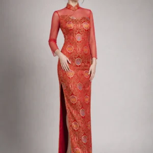Velvet Cheongsam Evening Dress 07
