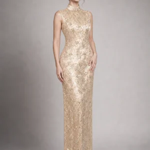Velvet Cheongsam Evening Dress 09