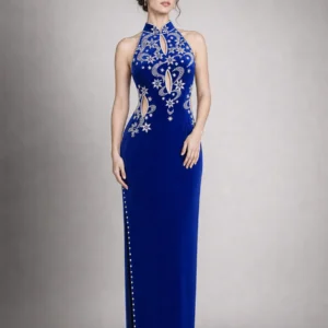Velvet Cheongsam Evening Dress 10